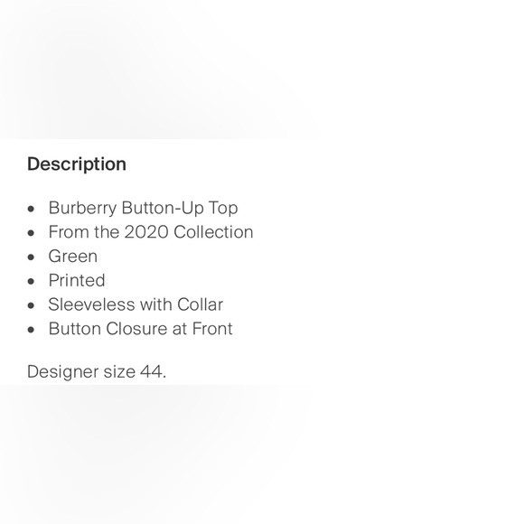 2020 Burberry Button Up Top - Picture 7 of 8